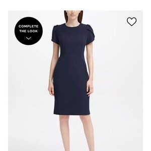 Calvin Klein Tulip-Sleeve Sheath Dress Indigo